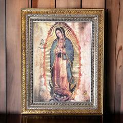 Cuadro Virgen De Guadalupe 90x70 Cm Copia Fiel Combinado Oro Y Plata Oro Y Plata
