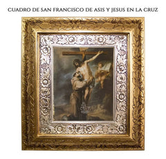 Cuadro San Francisco De Asis Y Jesus En La Cruz 45x40 Cm Combinado Oro Y Plata Oro Y Plata