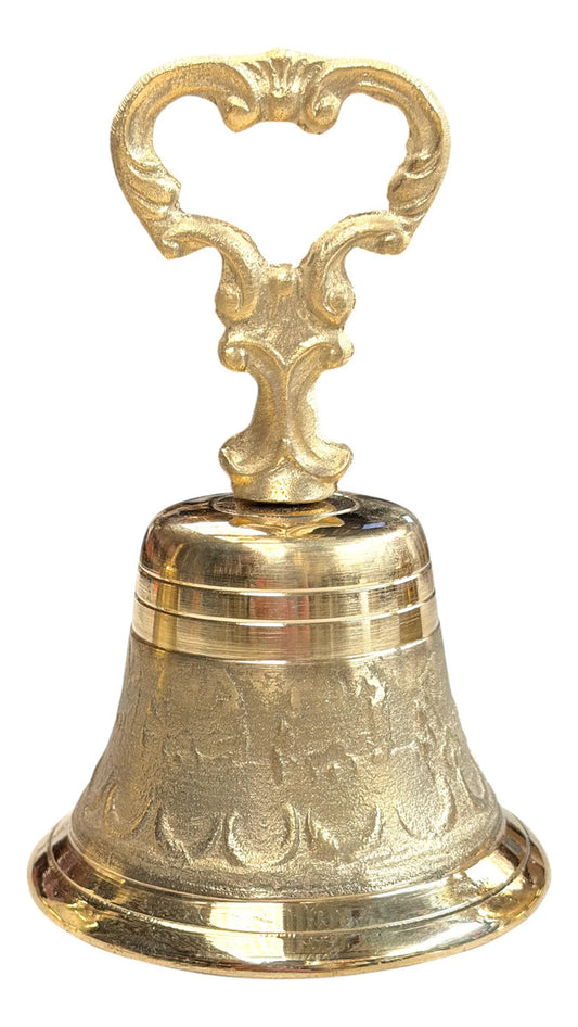 Campanilla de bronce No. 5, modelo corazón, fundida a mano en México