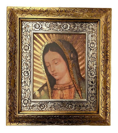 Cuadro Rostro Virgen De Guadalupe Resplandor 45x40 Cm A#1  Combinado Oro Y Plata Oro Y Plata