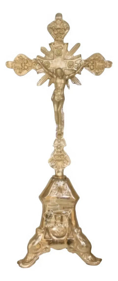 Baroque Table Cross, Natural Bronze 44cm