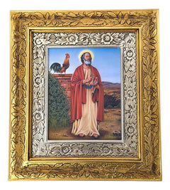 Cuadro De Madera 45x40 Cm San Pedro Oro Y Plata