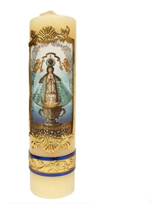 Cirio de oración de cera de la Virgen de San Juan de los Lagos, hecho a mano en México