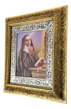 Saint Rita Wood Framed Picture 45x40 cm, Gold & Silver Leaf