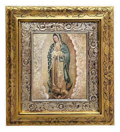 Cuadro Virgen De Guadalupe Rosas 45x40cm C014 Combinado Oro Y Plata Oro Y Plata