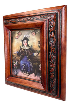 Cuadro Santo Niño Atocha Color Nogal Madera De Pino 22x19 Cm Color Nogal