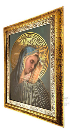 Cuadro Dolorosa 90x70 Cm Combinado Oro Y Plata Oro Y Plata