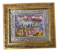 Cuadro De Madera 45x40 Cm Nueva Jerusalem / Divina Misericordia Oro Y Plata
