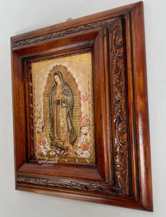 Cuadro Virgen De Guadalupe Y Rosas C0007 Nogal Nogal