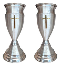 Floreros O Jarrones 50 Cm Iglesia O Capilla Con Cruz Cuello Plateado Tulipán