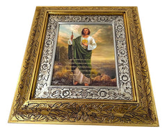 Cuadro San Judas Con Frase 45x40 Cm Combinado Oro Y Plata / Oro Y Plata Dorado Con Plateado