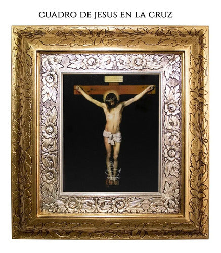 Cuadro De Cristo 45x40 Cm Combinado Oro Y Plata Oro Y Plata