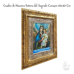Cuadro N. Señora Del Sagrado Corazón Causas Difíciles 45x40 Combinado Oro Y Plata Oro Y Plata