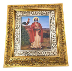 Cuadro De Madera 45x40 Cm San Pedro Oro Y Plata