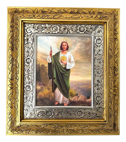 Cuadro San Judas Tadeo 45x40 Cm N02 Combinado Oro Y Plata Oro Y Plata