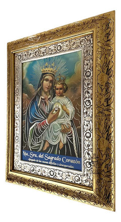 Cuadro N. Señora Del Sagrado Corazón Causas Dificiles 60x47 Combinado Oro Y Plata Oro Y Plata