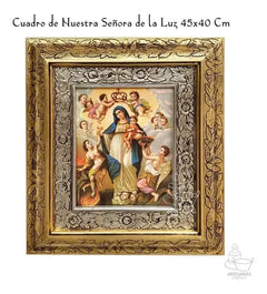 Cuadro Nuestra Señora De La Luz 45x40 Cm A004 Combinado Oro Y Plata Oro Y Plata