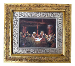 Cuadro De Madera 45x40 Cm Ultima Cena M1 Oro Y Plata