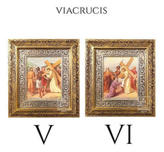 Cuadro Vía Crucis O Viacrucis 15 Piezas 60x47 Cm Oro Y Plata