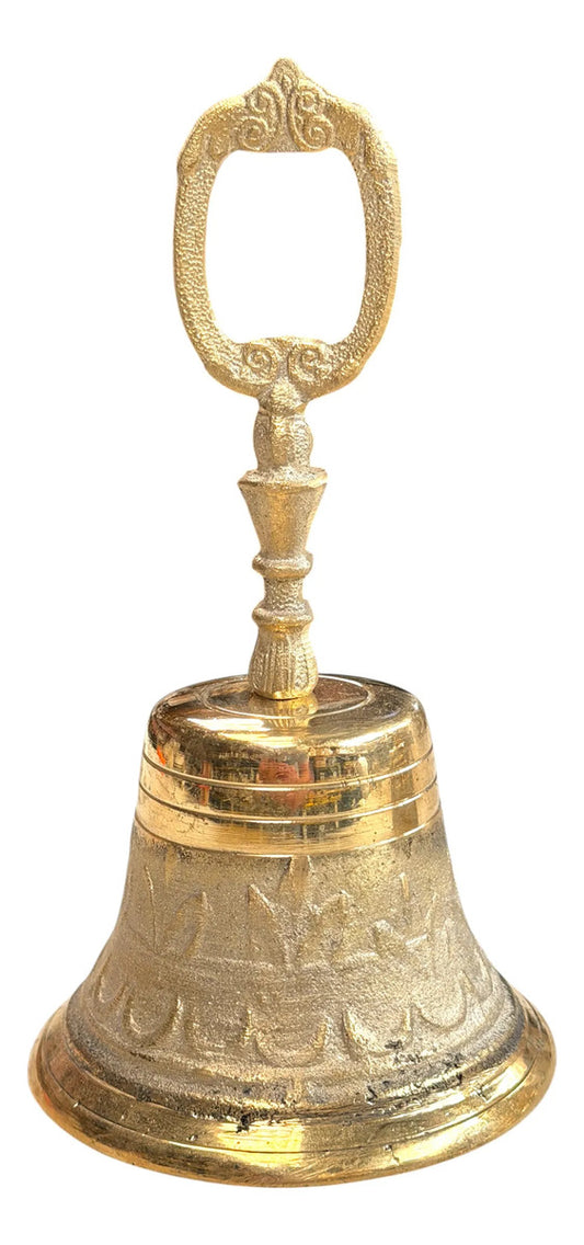 Campanilla de bronce No. 5, modelo redondo, fundida a mano en México