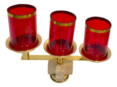 Candeleros De Tres Luces (2 Piezas) Cruces Con Pantallas Rojo