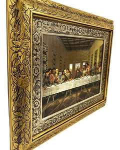 Cuadro De La Ultima Cena D Vinci 60x47 Cm Filos Dorados Combinado Oro Y Plata Oro Y Plata