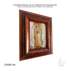 Cuadro De La Virgen De Guadalupe Réplica Autorizada En Nogal De 22x18 Cm