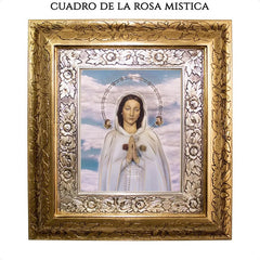 Cuadro Rosa Mistica 45x40 Cm A912 Combinado Oro Y Plata Oro Y Plata