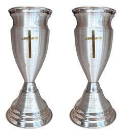 Floreros O Jarrones 50 Cm Iglesia O Capilla Con Cruz Cuello Plateado Tulipán