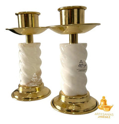 Candeleros De Mesa Para Altar Iglesia Espiral O Caramelo Dorado