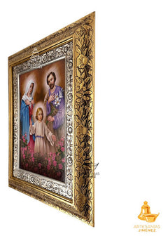Cuadro De La Sagrada Familia 60x47 Cm Q116 Combinado Oro Y Plata Oro Y Plata
