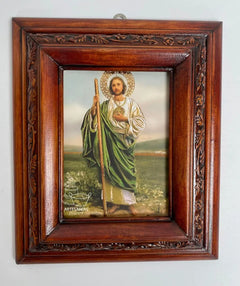 Cuadro Rostro De Jesus Color Nogal Madera De Pino 22x19 Cm Color Nogal