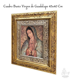 Cuadro Busto Virgen De Guadalupe 45x40 Cm A008 Combinado Oro Y Plata Oro Y Plata
