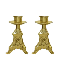3 Pares De Candeleros De Latón (6 Piezas) Barroco Bronce
