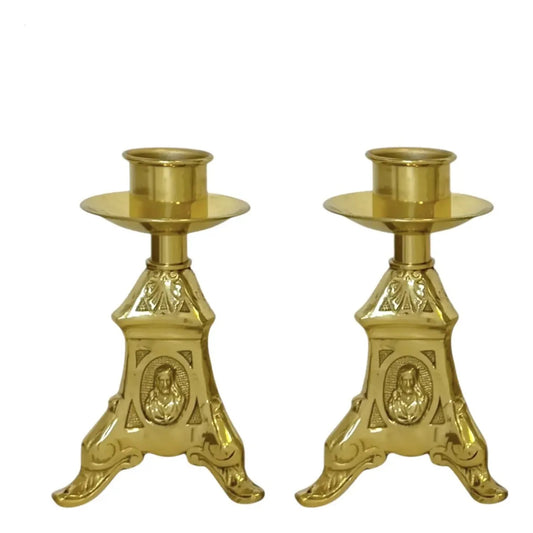 3 Pares De Candeleros De Latón (6 Piezas) Barroco Bronce