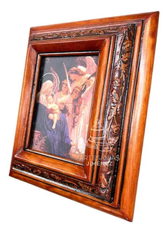 Cuadro Rostro De Jesus Color Nogal Madera De Pino 22x19 Cm Color Nogal
