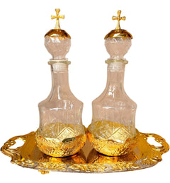 Vinajeras Para Misa Iglesia Católica Juego Litúrgico Altar Rosas Doradas Combinada