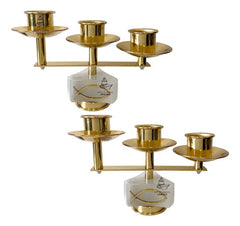 Candeleros De Tres Luces (2 Piezas) Cuadrados Con Pantallas Cruz Y Pez