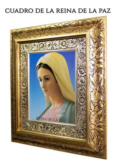 Cuadro De La Reina De La Paz 45x40 Cm Combinado Oro Y Plata Oro Y Plata