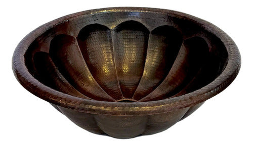 Lavamanos O Lavabo De Cobre Martillado 43 Cm Gajos Patinado Cobre Envejecido Cobre Envejecido