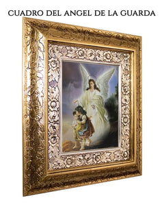 Cuadro Angel De La Guarda 45x40 Cm A0904 Combinado Oro Y Plata Oro Y Plata