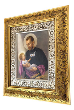 Cuadro De Madera 45x40 Cm San Cayetano De Thiene Oro Y Plata Oro Plata