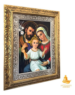 Cuadro Sagrada Familia 60x47 Cm V3 Combinado Oro Y Plata Oro Y Plata