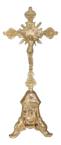 Baroque Table Cross, Natural Bronze 44cm