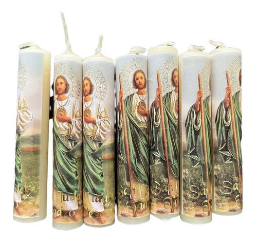 Cirio, Vela De Oración San Judas 20 8x1.6cm Blanco Lisa