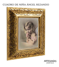 Cuadro Niña Angel Rezando 31x26 Cm Combinado Oro Y Plata Oro Y Plata