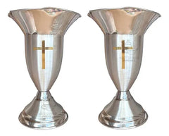 Floreros O Jarrones 40 Cm Iglesia O Capilla Con Cruz Santana Plateado Tulipán