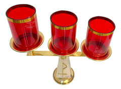 Candeleros De Tres Luces (2 Piezas) Piramidal Con Pantallas Rojo