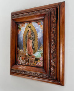 Cuadro Rostro De Jesus Color Nogal Madera De Pino 22x19 Cm Color Nogal