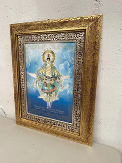 Cuadro Virgen de Juquila 60x47 cm oro y plata